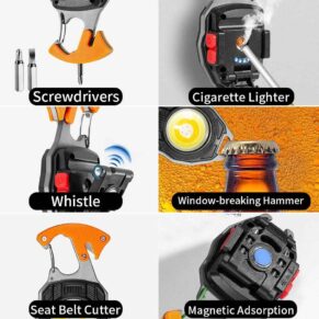 GearUP SG61 6 In 1 Multifunctional Rechargeable Keychain Survival Light with Lighter