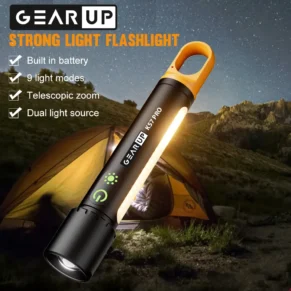 GearUP K57 PRO Rechargeable High Power Flashlight + Large COB Light with 3500mAh Lithium Battery